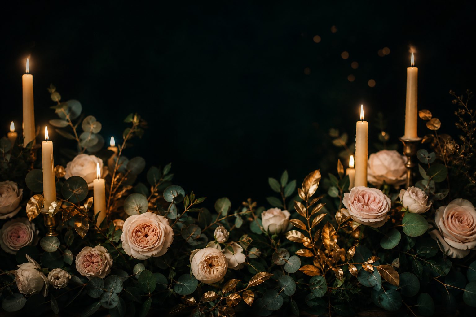 Wedding florals and candlelight
